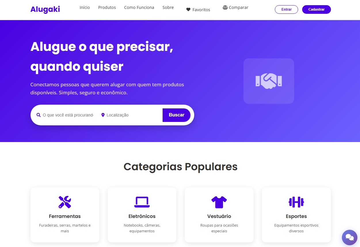 Alugaki — Plataforma de aluguel de produtos entre pessoas